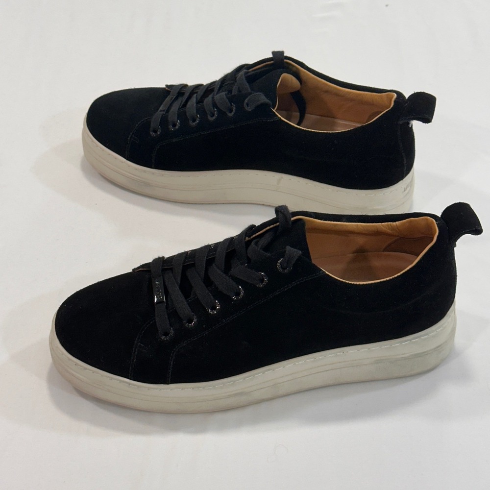 J/Slides NYC Suede Platform Sneakers Womens 9 Black Leather Lace Up | Minimalist